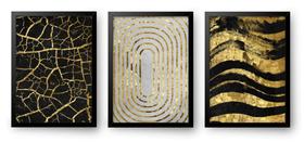 Quadro Decorativo Trio Abstrato Ouro 60 x 40
