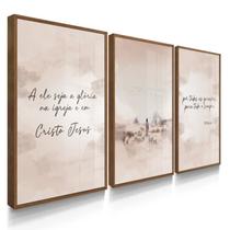 Quadro Decorativo Trio Cristo Jesus Decoração Religiosa Sala Quarto 55x40 com Vidro Quadro Decorativo Trio Cristo Jesus Decoração Religiosa Sala Quarto 55x40 com Vidro