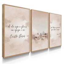 Quadro Decorativo Trio Cristo Jesus Religioso Deus Kit Sala70x50 com Moldura Quadro Decorativo Trio Cristo Jesus Religioso Deus Kit Sala70x50 com Moldura