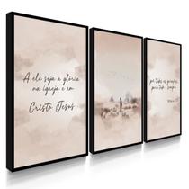 Quadro Decorativo Trio Cristo Jesus Religioso Deus Kit Sala70x50 com Moldura Quadro Decorativo Trio Cristo Jesus Religioso Deus Kit Sala70x50 com Moldura