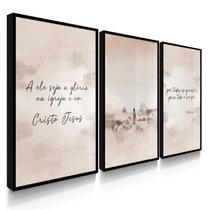 Quadro Decorativo Trio Cristo Jesus Religiosos Deus Kit Decoração Sala 70x50 com Vidro