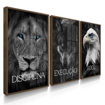 Quadro Decorativo Trio Disciplina Decoração empresa Sala 70x50 com Moldura e Vidro Quadro Decorativo Trio Disciplina Decoração empresa Sala 70x50 com Moldura e Vidro