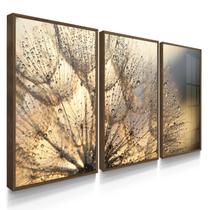 Quadro Decorativo Trio Flor Dandelion Decoração para Sala 70x50 com Vidro Quadro Decorativo Trio Flor Dandelion Decoração para Sala 70x50 com Vidro