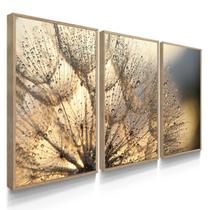 Quadro Decorativo Trio Flores Lindas Sala Flor Dandelion 70x50 com Moldura Quadro Decorativo Trio Flores Lindas Sala Flor Dandelion 70x50 com Moldura