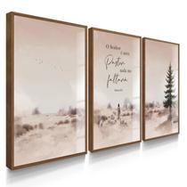 Quadro Decorativo Trio Jesus Pastor Cristo Fé Amor Senhor Deus Kit com Vidro