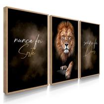 Quadro Decorativo Trio Judá Leão Deus Decoraçãoa Sala Quarta com Moldura