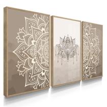 Quadro Decorativo Trio Mandala Lindo Sala Casa Harmonia 70x50 com Vidro