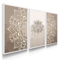Quadro Decorativo Trio Mandala Sala Harmonia Lar 70x50 com Moldura Quadro Decorativo Trio Mandala Sala Harmonia Lar 70x50 com Moldura