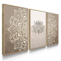 Quadro Decorativo Trio Mandala Sala Harmonia Lar 70x50 com Moldura