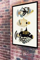 Quadro Decorativo Trio Peixes Abstrato - 70x50cm Quadro Decorativo Trio Peixes Abstrato - 70x50cm