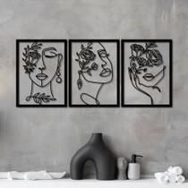 Quadro Decorativo Trio Rosto Mulher- Kit 3 Peças / MDF 3MM Quadro Decorativo Trio Rosto Mulher- Kit 3 Peças / MDF 3MM
