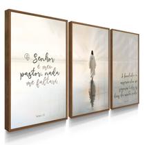Quadro Decorativo Trio Salmos Jesus Cristo Religioso 55x40 com Vidro Quadro Decorativo Trio Salmos Jesus Cristo Religioso 55x40 com Vidro