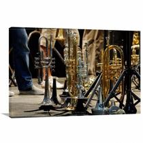 Quadro decorativo Trompete Instrumentos Música Tela de Tecid - Wall Frame