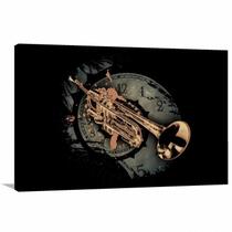 Quadro decorativo Trompete Instrumentos Música Tela em Tecid - Wall Frame