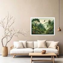 Quadro Decorativo Tropical Verde Pássaros - 50x70cm Quadro Decorativo Tropical Verde Pássaros - 50x70cm