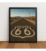 Quadro Decorativo U.s. Route 66 24x33cm Com Vidro Preto Quadro Decorativo U.s. Route 66 24x33cm Com Vidro Preto