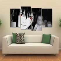 Quadro Decorativo Uchiha Sasuke Quarto Em Tecido 4 Peças 1