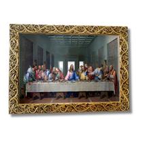 Quadro Decorativo Ultima Santa Ceia Religioso Jesus Moldura em Resina com Vidro
