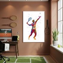 Quadro Decorativo Um Homem Jogando Tênis-70x50cm Mold Preta