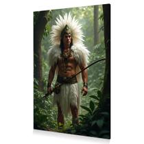 Quadro Decorativo Umbanda Caboclo Pena Branca Canvas 60x40