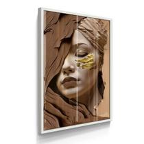 Quadro Decorativo Único Colagem Mulher Com Moldura