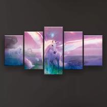 Quadro Decorativo Unicórnio Asas 129x61 Sala Quarto