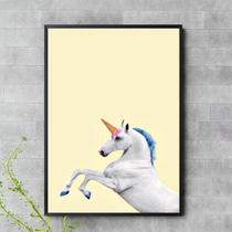 Quadro Decorativo Unicórnio Cavalo 45X34Cm - Com Vidro