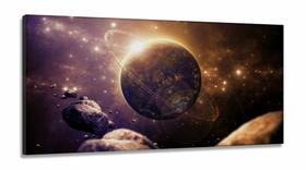 Quadro decorativo Universo Planeta com Tela em Tecido Canvas 130x60