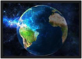 Quadro Decorativo Universo Planeta Terra Cosmos Espaço Salas Quartos Decorações Com Moldura