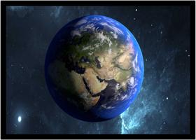 Quadro Decorativo Universo Planeta Terra Galáxias Via Láctea Salas Quartos Com Moldura RC046