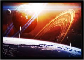 Quadro Decorativo Universo Planetas Galáxias Espaço Saturno Marte Salas Com Moldura RC000