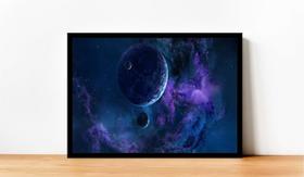 Quadro Decorativo Universo Planetas Galáxias Salas Quartos Escritórios Com Moldura RC003