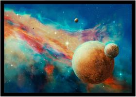 Quadro Decorativo Universo Planetas Galáxias Urano Espaço Lua Salas Quartos Com Moldura RC001 Quadro Decorativo Universo Planetas Galáxias Urano Espaço Lua Salas Quartos Com Moldura RC001