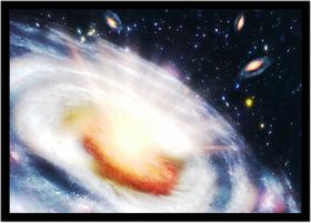Quadro Decorativo Universo Planetas Galáxias Via Láctea Salas Quartos Com Moldura RC083