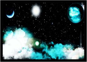 Quadro Decorativo Universo Planetas Galáxias Via Láctea Salas Quartos Com Moldura RC087