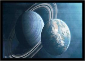 Quadro Decorativo Universo Planetas Galáxias Via Láctea Salas Quartos Com Moldura RC091