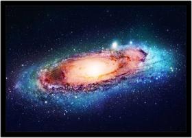 Quadro Decorativo Universo Planetas Galáxias Via Láctea Salas Quartos Escritórios Com Moldura RC005