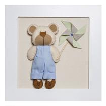 Quadro Decorativo Ursinho Com Catavento Quarto Bebê Infantil