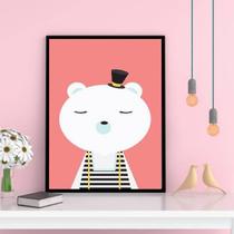 Quadro Decorativo Ursinho De Circo 45x34Cm Moldura Preta