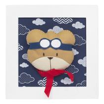 Quadro Decorativo Urso Aviador Quarto Bebê Infantil Menino