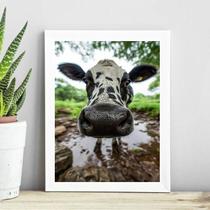 Quadro Decorativo Vaca - Selfie 24X18Cm - Com Vidro