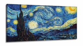 Quadro Decorativo Van Gogh Noite Estrelada em Tecido Canvas 130x60 Quadro Decorativo Van Gogh Noite Estrelada em Tecido Canvas 130x60