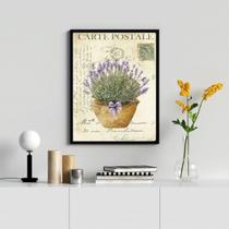 Quadro Decorativo Vaso De Lavanda Vintage 24x18cm - com vidro