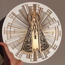 Quadro Decorativo Vazado 3D Religioso Nossa Senhora Escultura de Parede MDF 4 camadas Alto Relevo Preto e Dourado