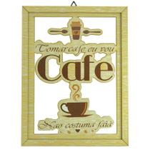 Quadro Decorativo Vazado Café Área Laser 25x33 Mdf Madeira