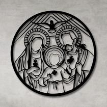 Quadro Decorativo Vazado Decoração Vitral Sagrada Família Religioso 3D Preto Quadro Decorativo Vazado Decoração Vitral Sagrada Família Religioso 3D Preto