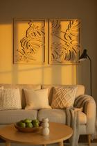 Quadro Decorativo Vazado Folhas Mdf 3mm Crú - Par Quadro Decorativo Vazado Folhas Mdf 3mm Crú - Par