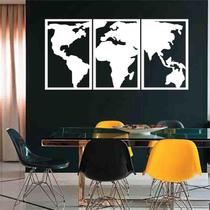 Quadro Decorativo Vazado Mapa Mundi MDF 6mm Preto