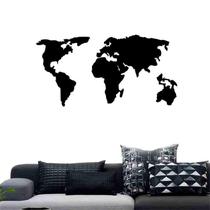 Quadro Decorativo Vazado Mapa Mundi Político MDF 3mm Preto Quadro Decorativo Vazado Mapa Mundi Político MDF 3mm Preto