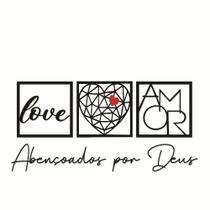 Quadro Decorativo Vazado MDF 3mm Preto "Abençoados Por Deus" para Sala e Quarto